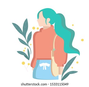 illustration of a girl surrounded by flowers