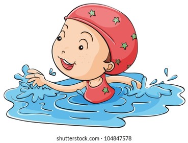 Illustration of a girl swimming