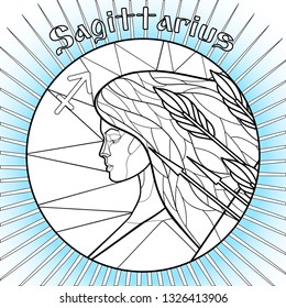 illustration of a girl symbolizing the zodiac sign Sagittarius