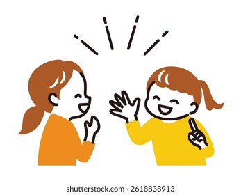 illustration of girl talking with fun