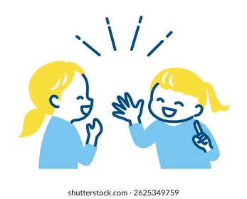 illustration of girl talking with fun