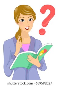 Illustration Girl Teacher Asking Question Based Stock Vector (Royalty ...