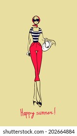 Illustration of a girl. Template for design and decoration