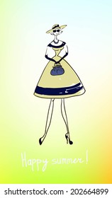 Illustration of a girl. Template for design and decoration