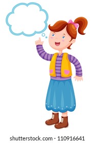 Illustration girl thinking