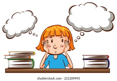 Illustration of a girl thinking 