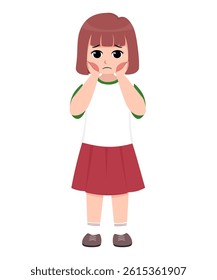 Illustration of a girl with a toothache holding her cheek