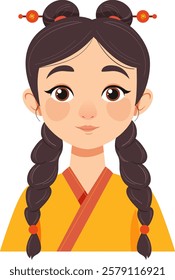 Illustration of a girl in traditional attire