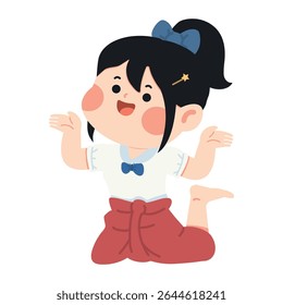 Illustration of Girl in Traditional Dress thai