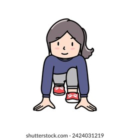 Illustration of a girl in training wear standing by at the starting line	