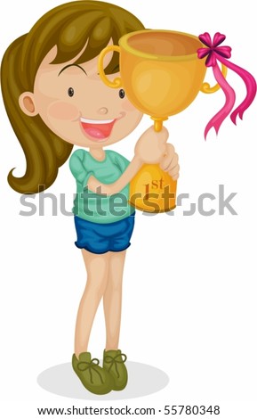 Illustration Girl Trophy On White Background Stock Vector (Royalty Free ...