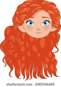Illustration of a girl with vibrant red hair