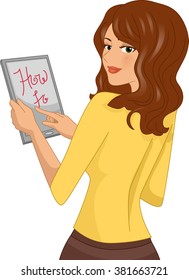 Illustration of a Girl Viewing a Tutorial on Her Tablet
