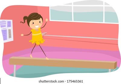 Illustration Of A Girl Walking On The Balance Beam