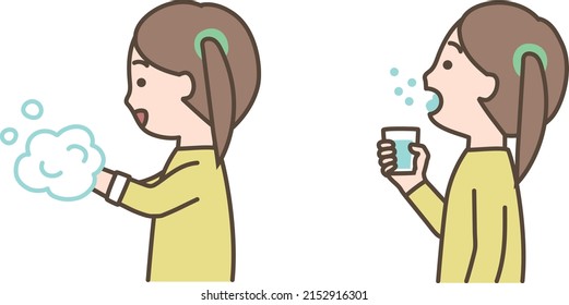 Illustration Girl Washing Her Hands Gargling Stock Vector (Royalty Free ...