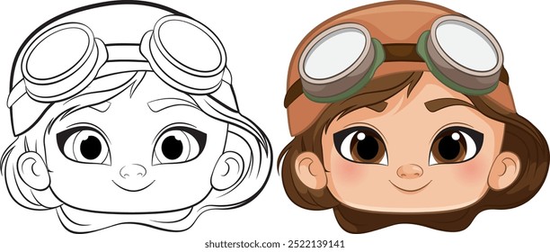 Illustration of a girl wearing aviator goggles