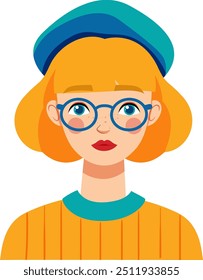 Illustration of a girl wearing glasses and hat