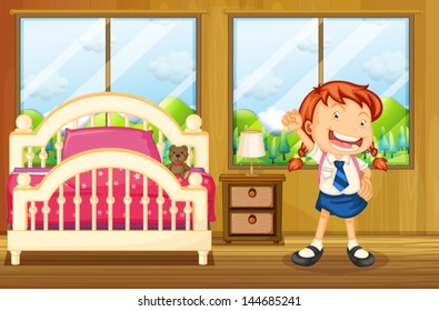 Illustration of a girl wearing her school uniform