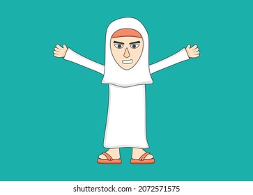 An illustration of a girl wearing Islamic clothing