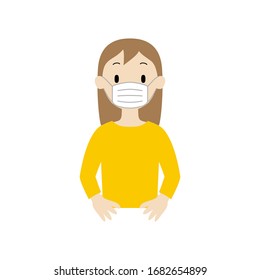 Illustration of a girl wearing a medical mask