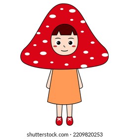 Illustration of Girl Wearing Mushroom Costume