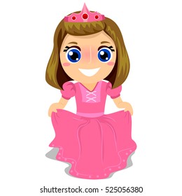 Illustration of Girl wearing Pink Dress