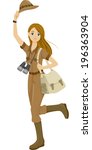 Illustration of a Girl Wearing a Safari Outfit Getting Ready to Travel