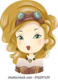 Illustration of a Girl Wearing a Steampunk Costume