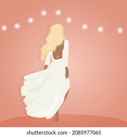 Illustration a girl in a white dress