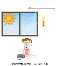 It is an illustration of a girl who is cool in the room.