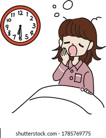 Illustration of a girl who got up in the morning