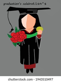 illustration of a girl who graduated, a pride for the results of the struggle of college is very good for caricature design