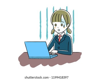 Illustration of a girl who operates a computer