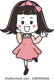 Illustration of the girl who put up one leg
