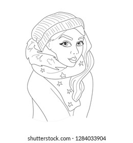 illustration of a girl in winter clothes