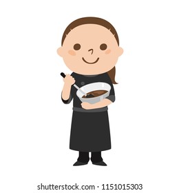 Illustration of a girl working as a chocolatier.