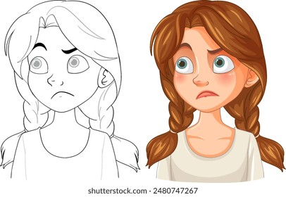 Illustration of a girl with a worried expression