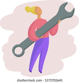 Illustration of a girl with a wrench