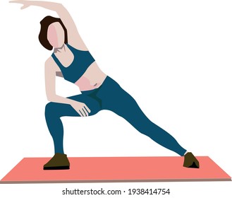 Illustration of girl yoga pose at home