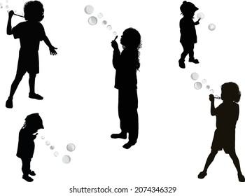 illustration with girls blowing soap bubbles