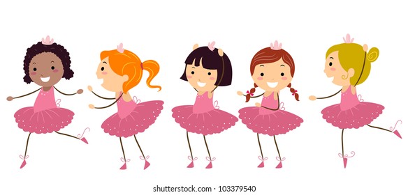 Illustration of Girls Doing Ballet