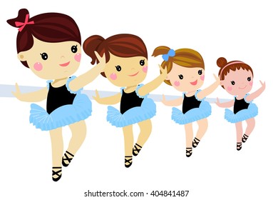 Illustration of Girls Doing Ballet