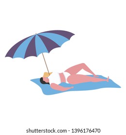 Illustration of girls relax and sunbathe 