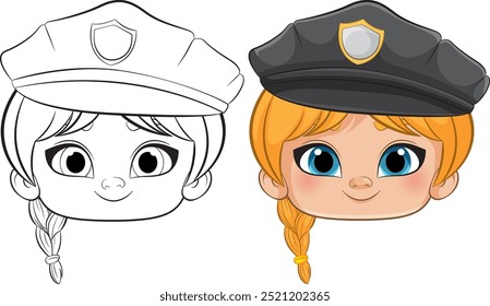 Ilustración de niñas con sombreros de policía