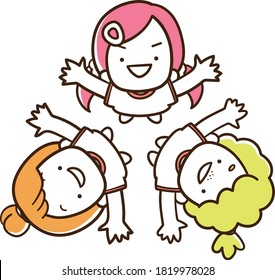 illustration of girls who raise their faces