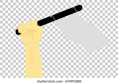 Illustration for Give Up (Hand Holding White Flag) at Transparent Effect Background

