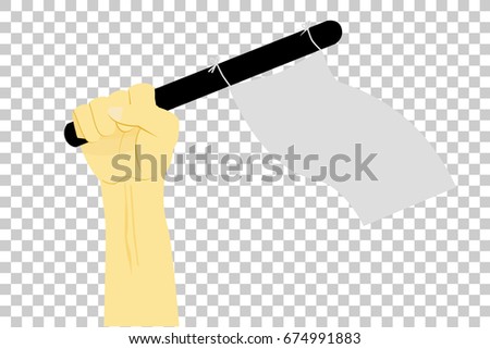 Illustration for Give Up (Hand Holding White Flag) at Transparent Effect Background
