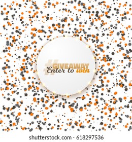 Illustration of Giveaway Competition Template. Realistic Vector Button with Confetti Isolated on White. Enter to Win Prize Concept