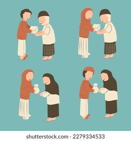 Illustration of giving charity or zakat