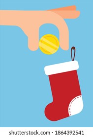 Illustration of giving gifts on Christmas Day.